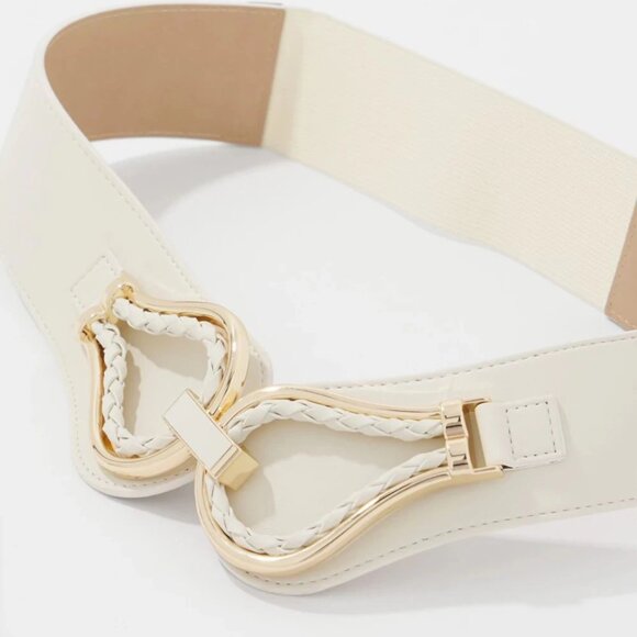 nwt WHITE HOUSE BLACK MARKET faux leather braided stretch belt xs/s - Picture 2 of 2